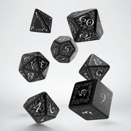 Elvish Black & white Dice Set (7)