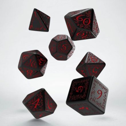 Elvish Black & red Dice Set (7)