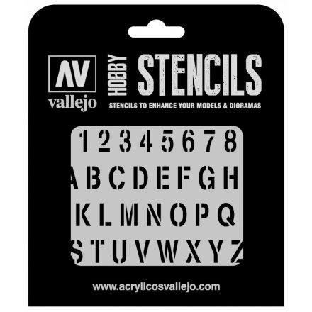 ST-LET002 Vallejo Stencils - Stamp Font